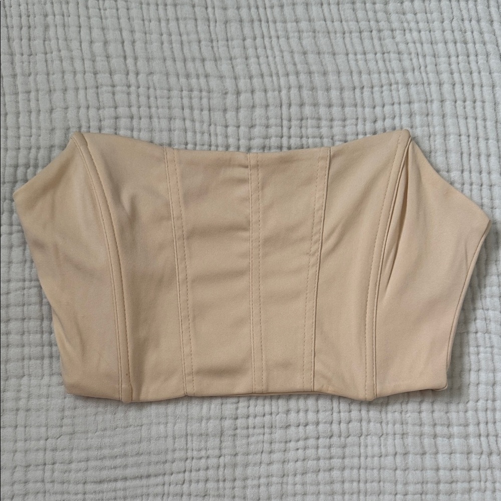 SHEIN Cream Strapless Corset Top